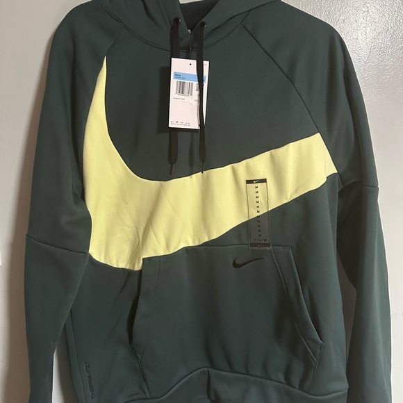 Nike Therma Fit Fitness Fleece Mens Hoodie Green Swoosh, Size M - Picture 2 of 9